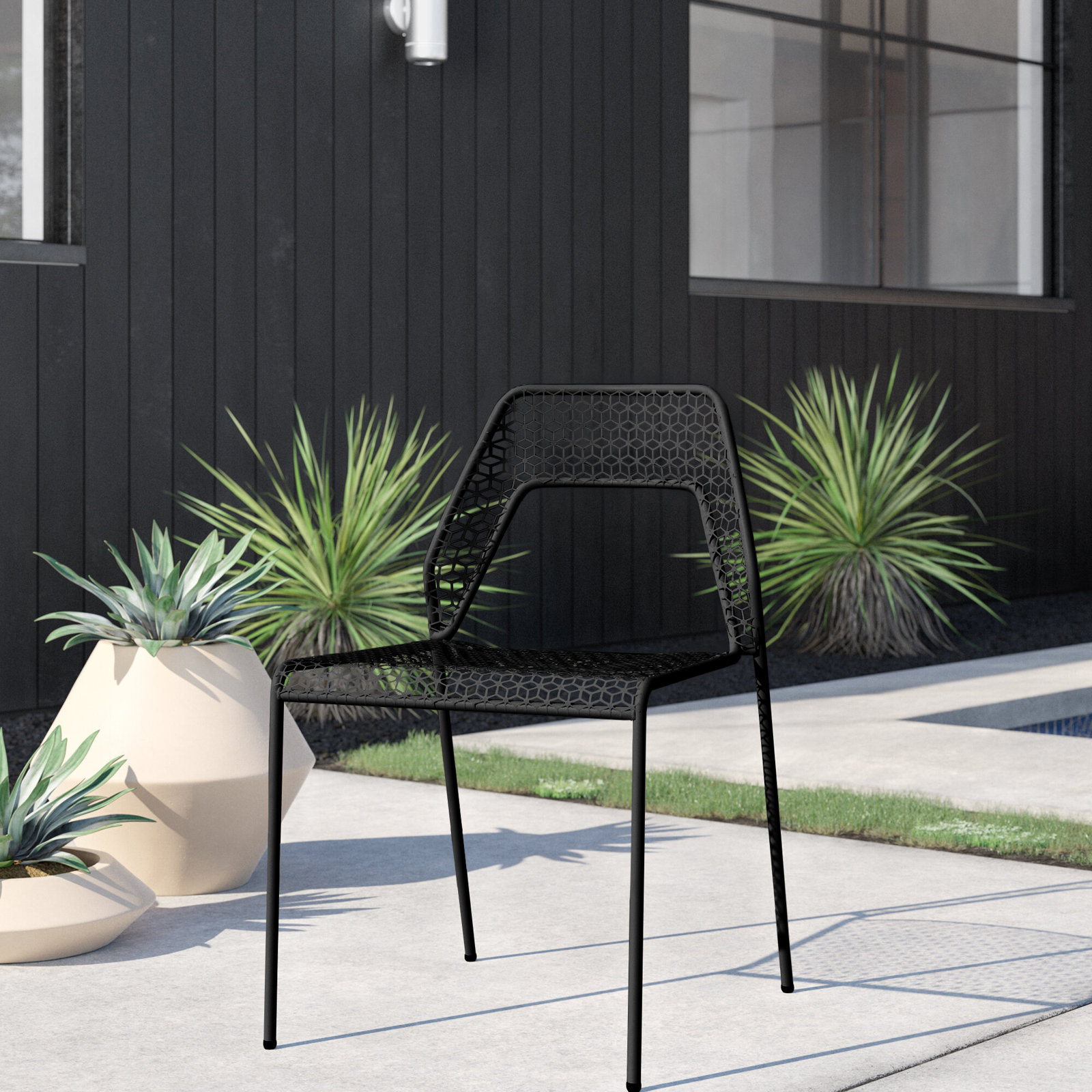 Hot Mesh Stackable Patio Side Chair, Black