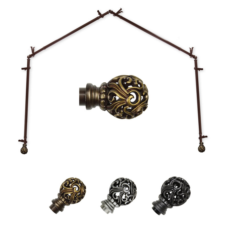 Tringle à rideaux simple pour baie vitrée à 4 côtés Hardaway, Cacao, 18 po à 28 po (chaque côté)