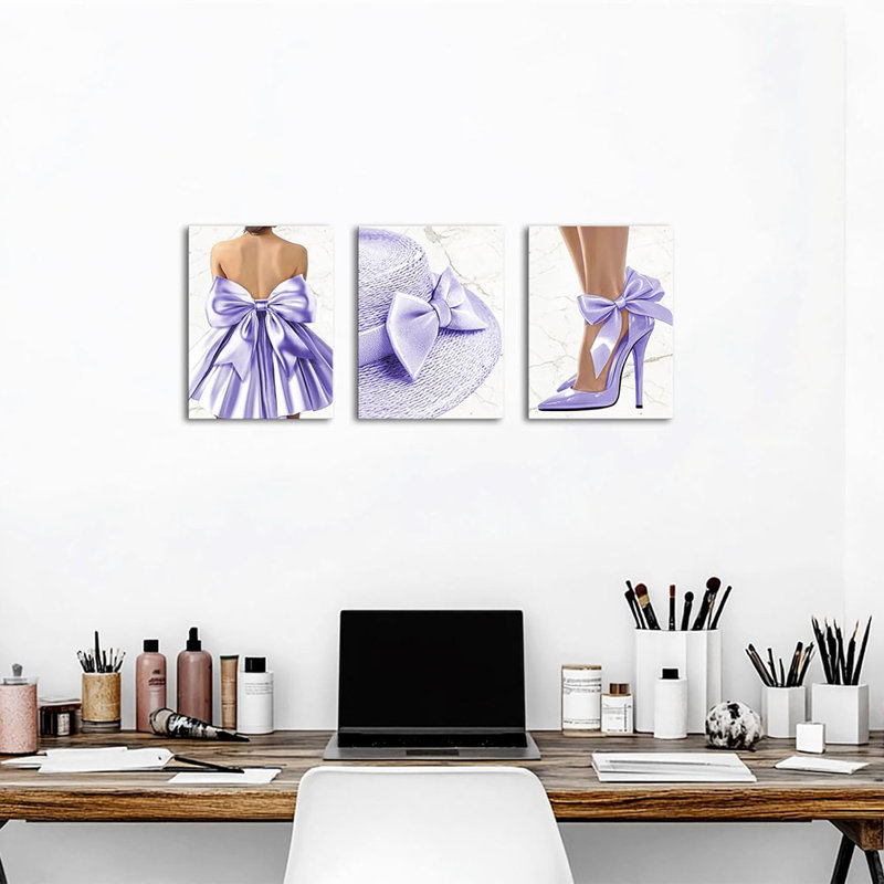 3 Piece Wrapped Canvas Print, Purple