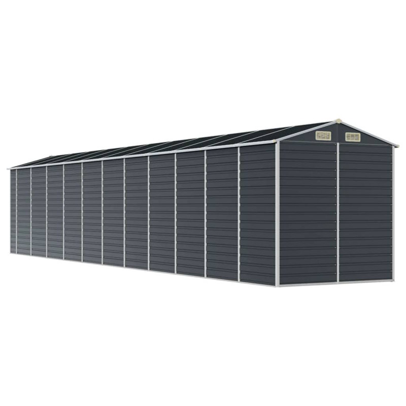 Grande remise en acier galvanisé Vidaxl, Gris, H 77,9 po x l 385,8 po x P 75,2 po