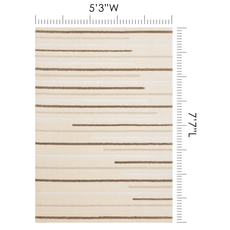 Tapis intérieur crème Dilmore, Rectangle 5 pi 3 po x 7 pi 7 po