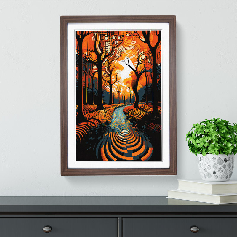 Central Park Op - Single Picture Frame Print on Wood, Walnut Framed, 64cm H x 46cm W x 2cm D