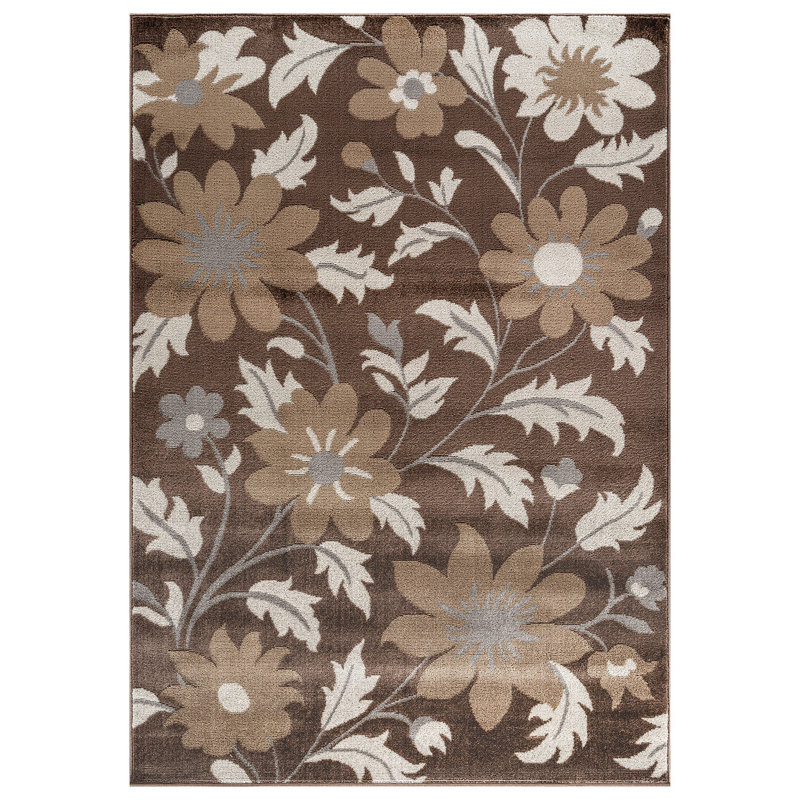 Tapis contemporain à fleurs, Rectangle 4pi x 6 pi