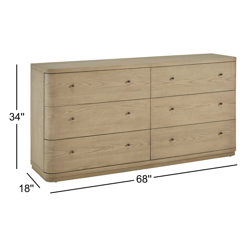 Lucie Six Drawer White Oak Dresser