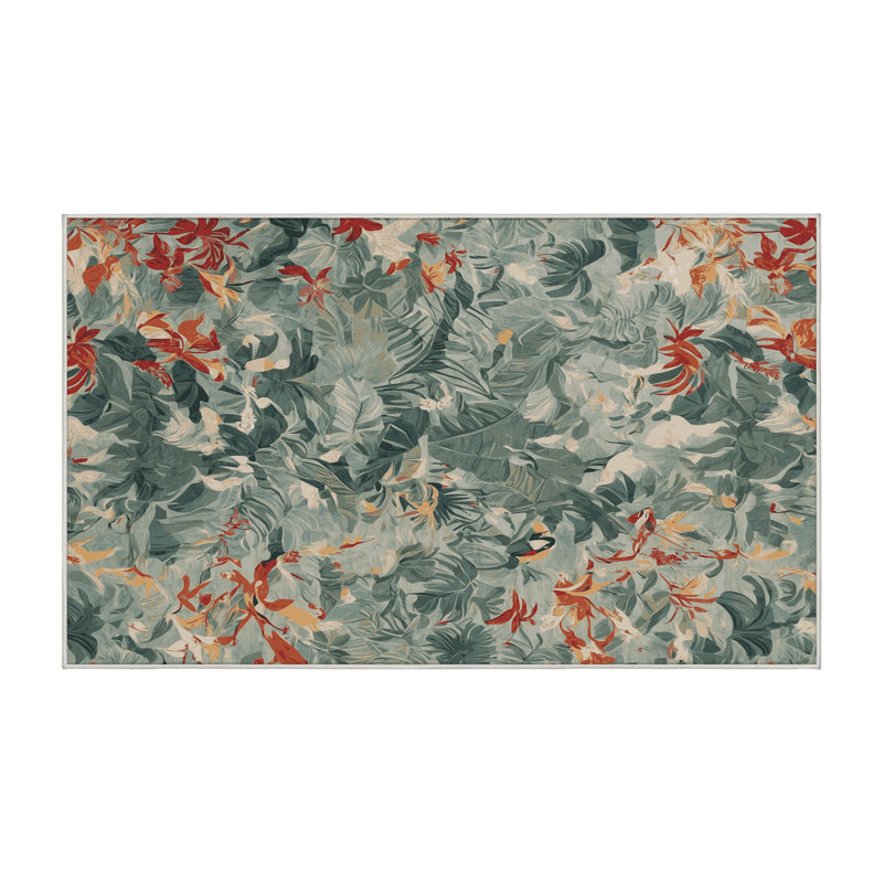 Machine Washable Beige Area Rug, Rectangle 5' x 8'