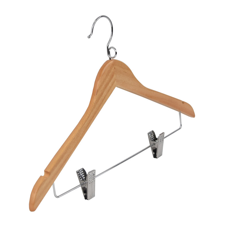 Kimbell Wood Non-Slip Hangers With Clips for Skirt/Pants