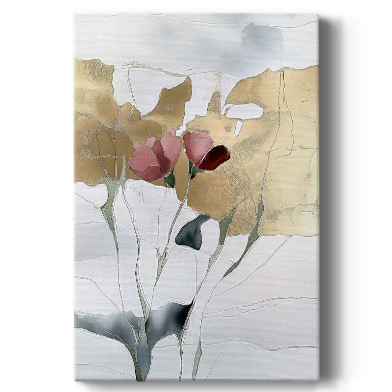 Floral avec toile tendue tendue avec châssis CCXIX, H 18 po x l 12 po
