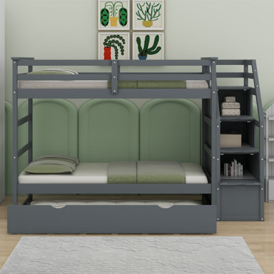 Iftekar Kids Bunk Bed with Trundle