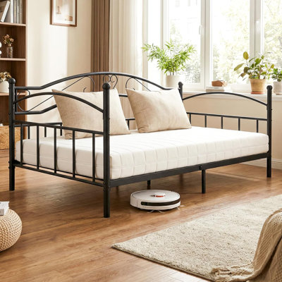 Metal Daybed Frame Single Size Sofa Bed with Classic Headboard