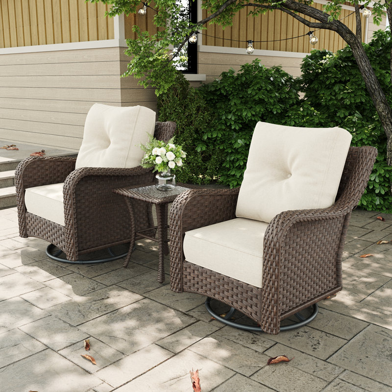 Metal Outdoor Lounge Chair, Beige, Brown