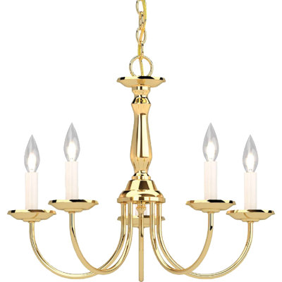 Lustre candélabre classique / traditionnel en laiton poli 5 lumières Clydeen