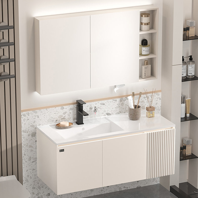 Armoire de salle de bain française de style crème minimaliste