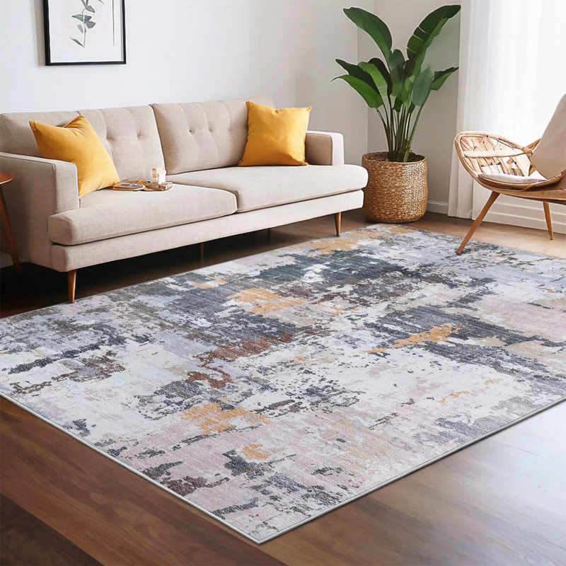 Washable Abstract Area Rugs for Living Room, Rectangle 9' x 12'