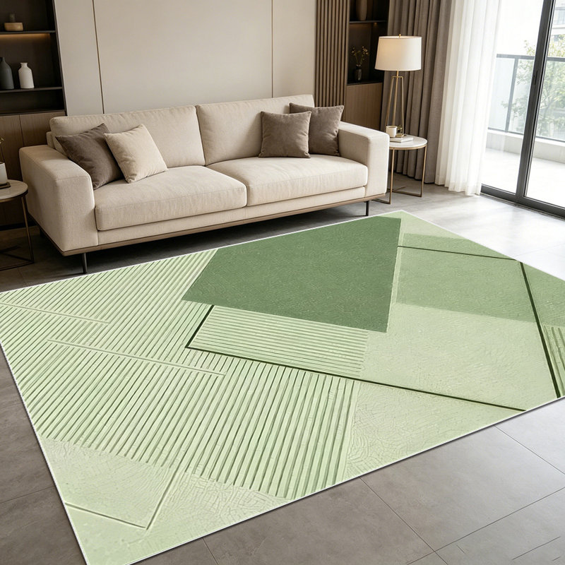 1PC Geometric Sage Green Color Block Striped Modern Minimalist area rugs for Living Room, Soft and Comfortable, Suitable for all seasons, easy-to-maintain, machine washable Indoor floor mat, Under Table Farmhouse suitable for dining room, bedroom,