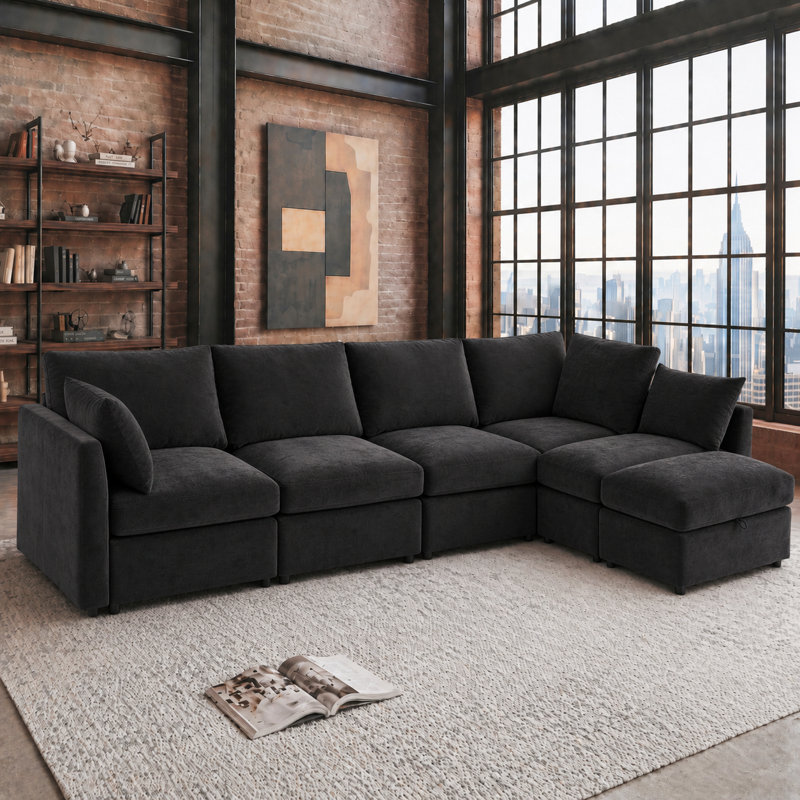  Canapé modulaire en U Sarang, Chenille noir