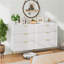 6 tiroirs pour la chambre à coucher, commode large de grande taille, commode double en bois
