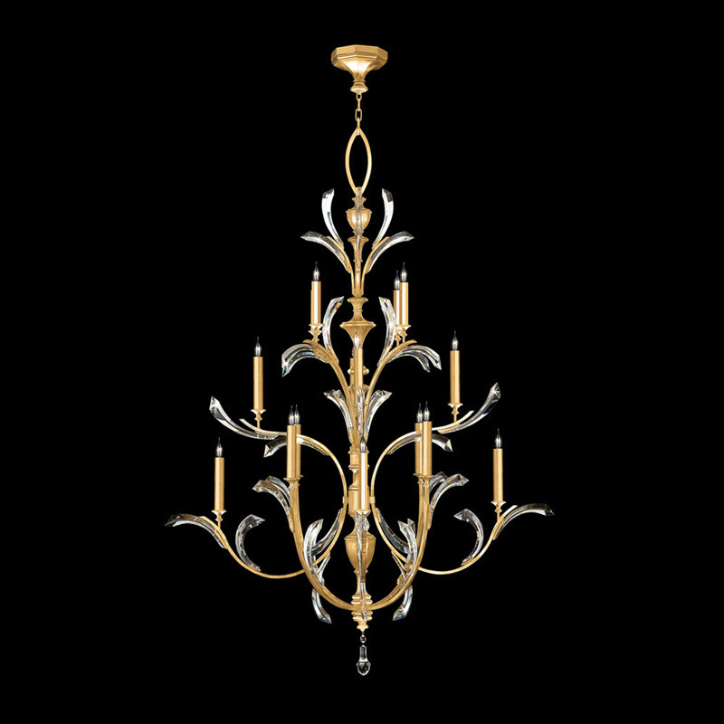 Lustre rond biseauté 56 po, Or
