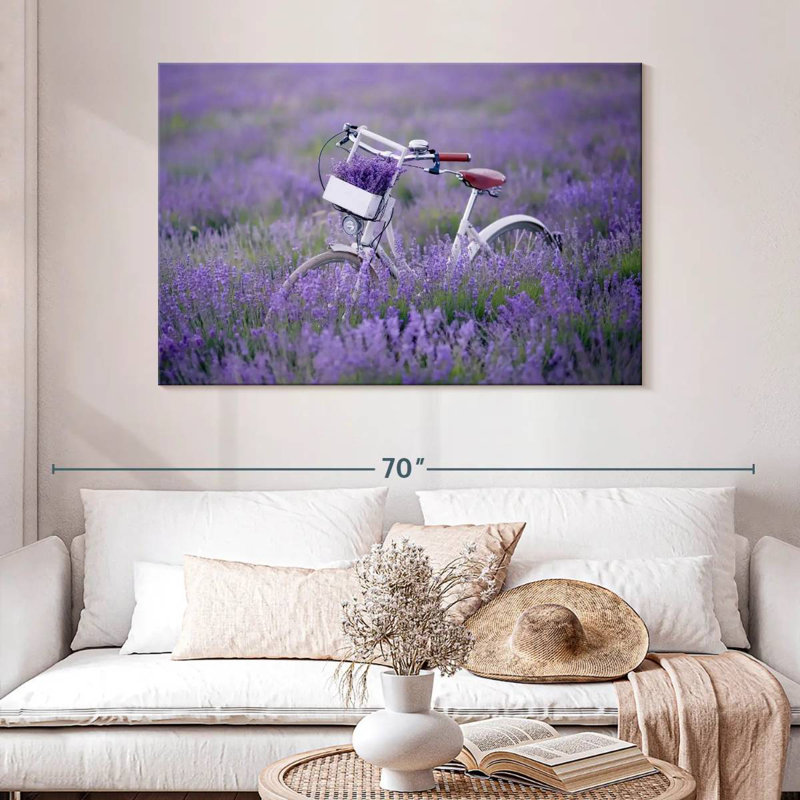 Mehar Lavender Field Bicycle, 32" H x 48" W