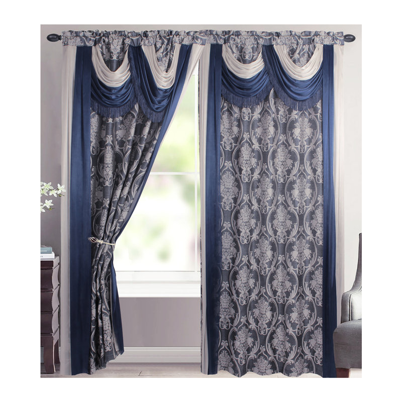 Paire de rideaux obscurcissant avec passe-tringle Luxury Ikat, Bleu