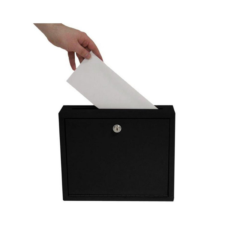 Boîte aux lettres sécurisée à fixation murale avec serrure à clé, Noir