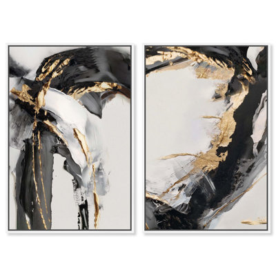 Art mural Aurea Flow, impression sur toile par Art Remedy, cadre blanc, 24 x 36