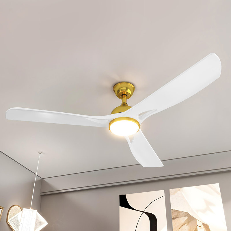 Ventilateur de plafond 56 pouces avec lumière DEL, application et télécommande, moteur à courant continu réversible, Or/noir