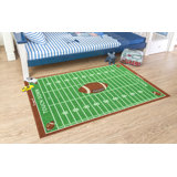 Furnish My Place Nicole 700 Corner Football Play Area Rug for Kids Playroom | Bathroom & Kindergarten Classroom | Corner Football Field Ground | Green
