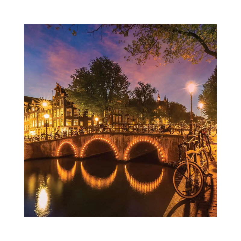 Amsterdam Keizersgracht Nightscape by Melanie Viola - Wrapped Canvas Print, 30.48 cm H x 30.48 cm W