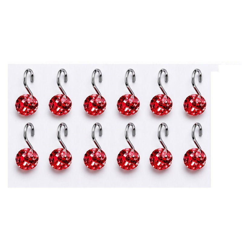 Crochets de rideau de douche cristal ball, Rouge