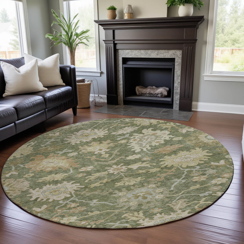 Premium Machine Washable Gurubaksh AMF1150 Global Rug, Rond 8 pi