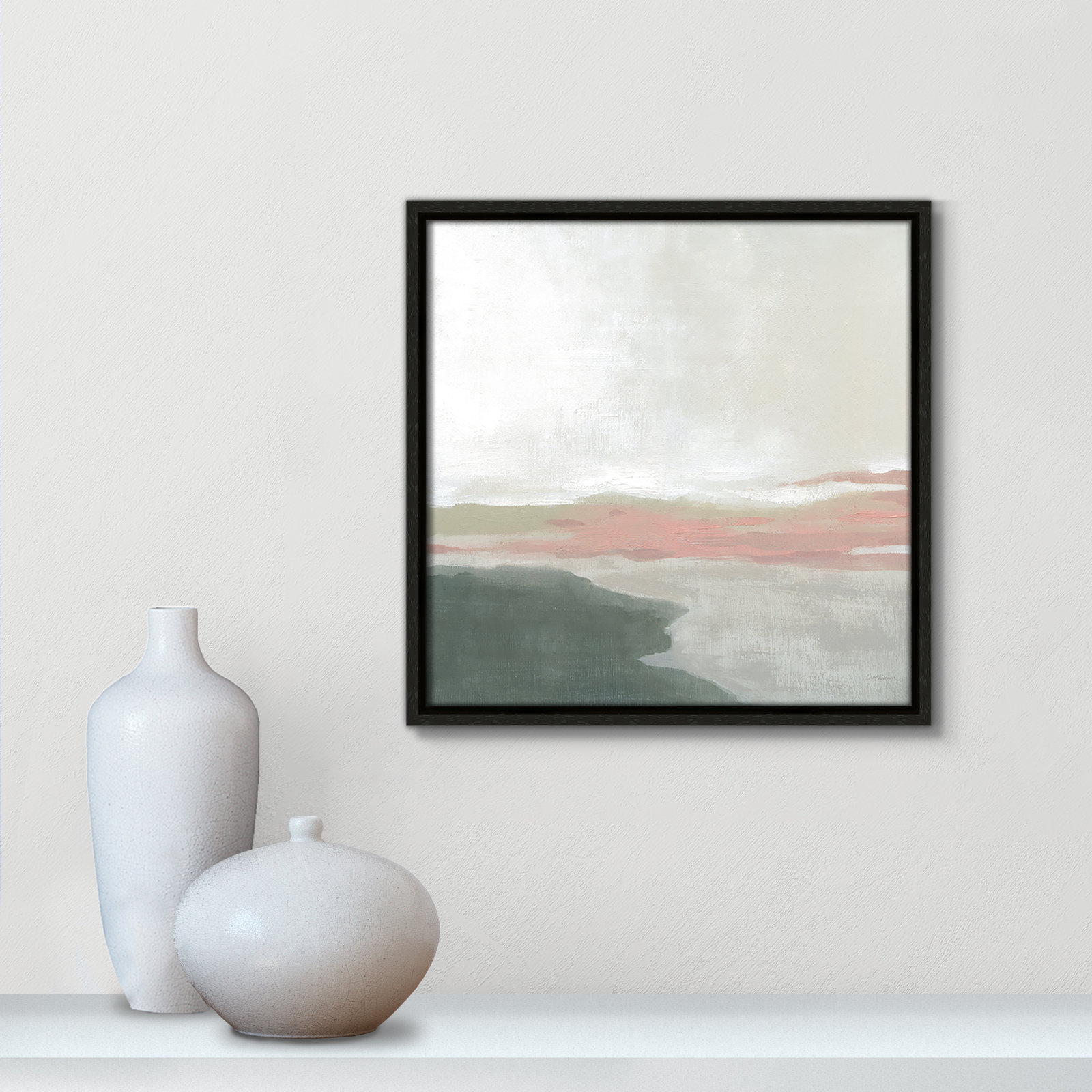 Still Lake by Carol Robinson - Floater Frame Print on Canvas, 13.5" H x 13.5" W x 2" D, Espresso