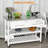 Kitchen Island With Stainless Steel Top, Open Shelves, And Drawers