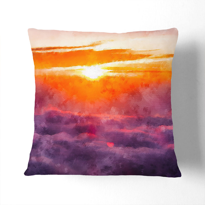 Sunrise over Bali Cushion with Filling, 55cm H x 55cm W x 20cm D, Stone