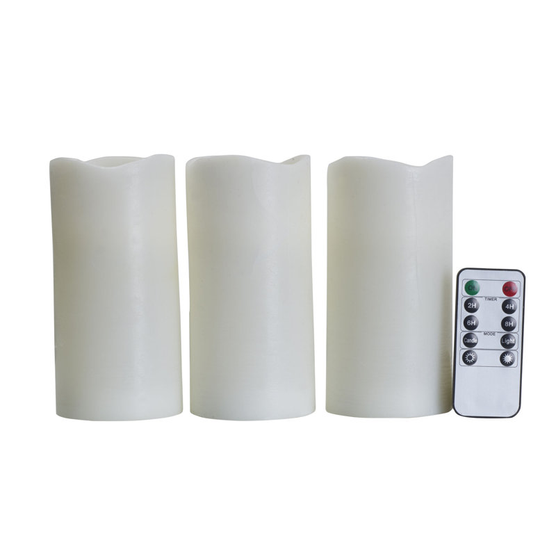 Wavy Top LED Unscented Wax Pillar LED Candles