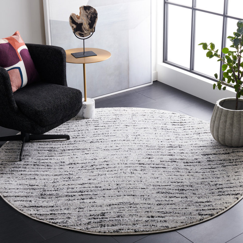 Tapis abstrait ivoire / argent Riebe, Rond 4 pi