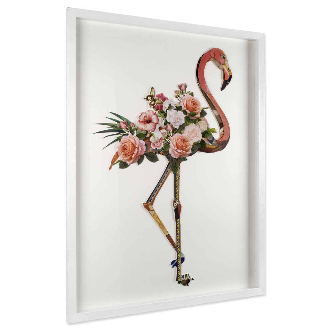 Wanddekoration Flamingo mit Blumen