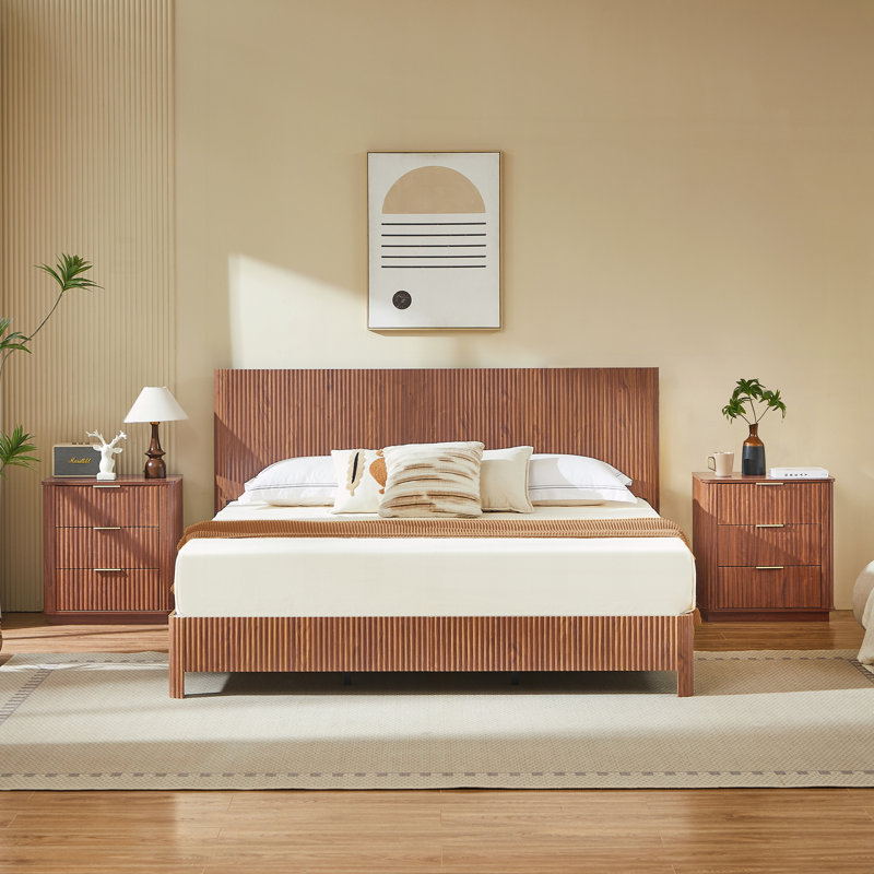 Dimensions : Ligne courbe en bois ondulÃ©, Walnut, King