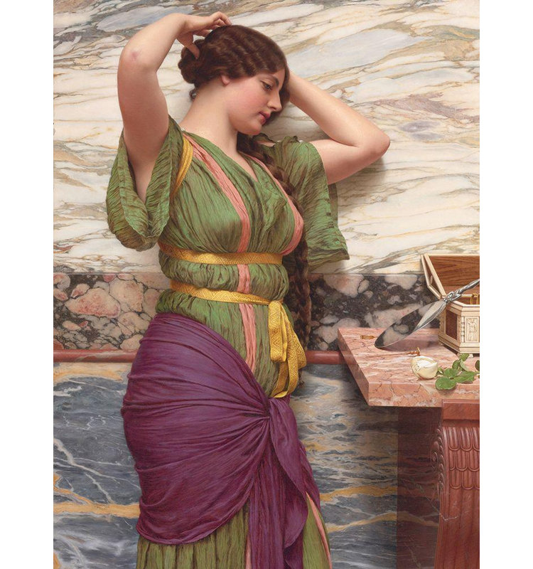 «Lark Manor ™ Godward, John William, reproduction d'art sur toile tendue: A Fair Reflection, H 47 po x l 36 po