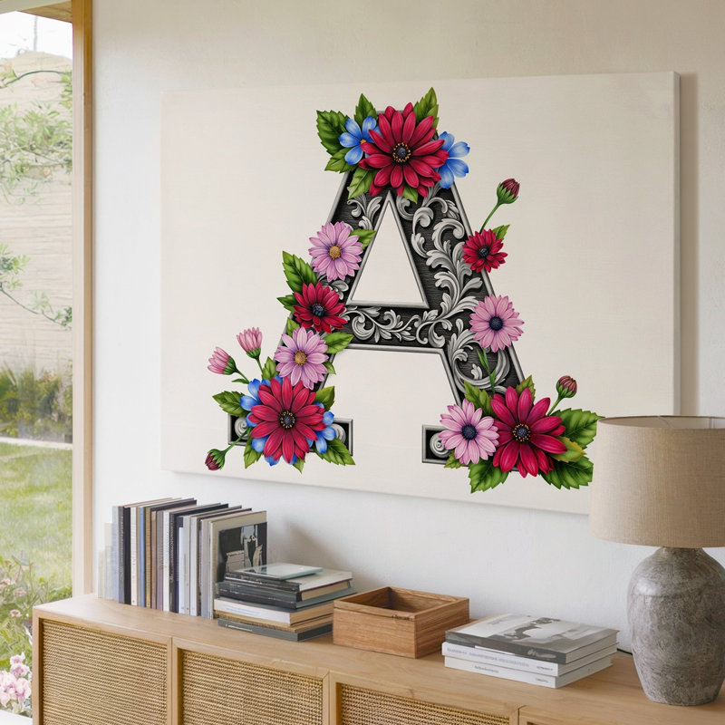 Toile «A Large Intricately Design», lettre A Bursts Forth, enveloppée dans un art mural, H 9 po x l 12 po
