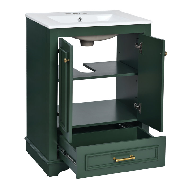 Meuble-lavabo 24 po avec lavabo en céramique, Vert