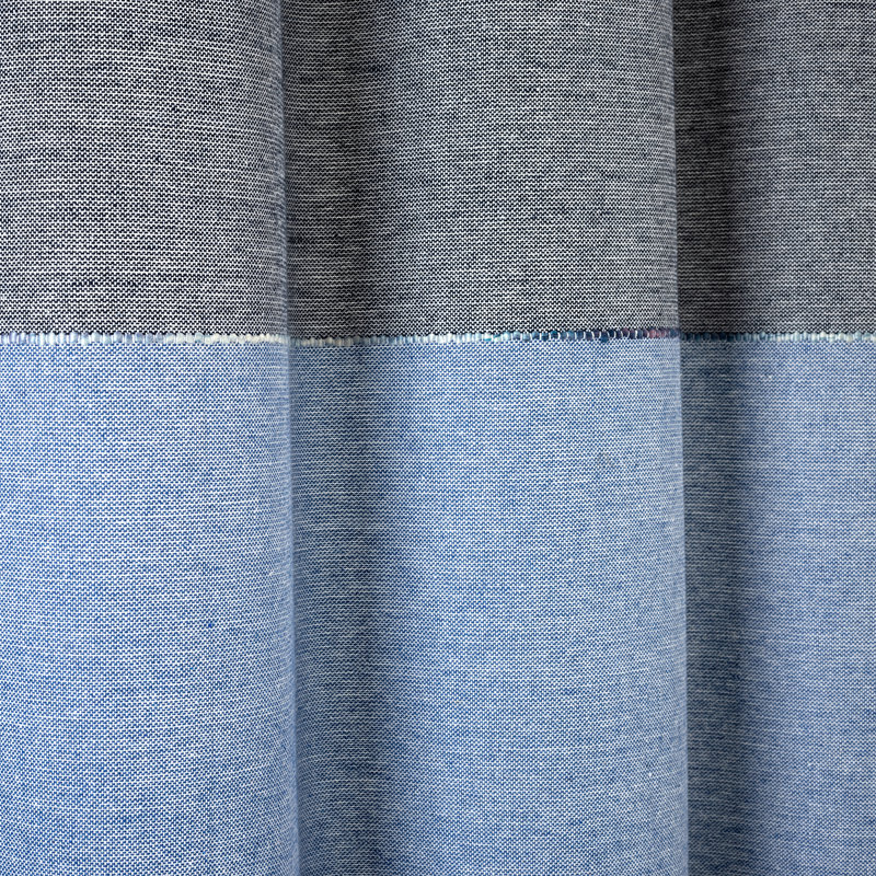 Lush Decor Color Block Ombre Yarn Dyed Cotton Blend Shower Curtain, Navy/White/Blue/Gray