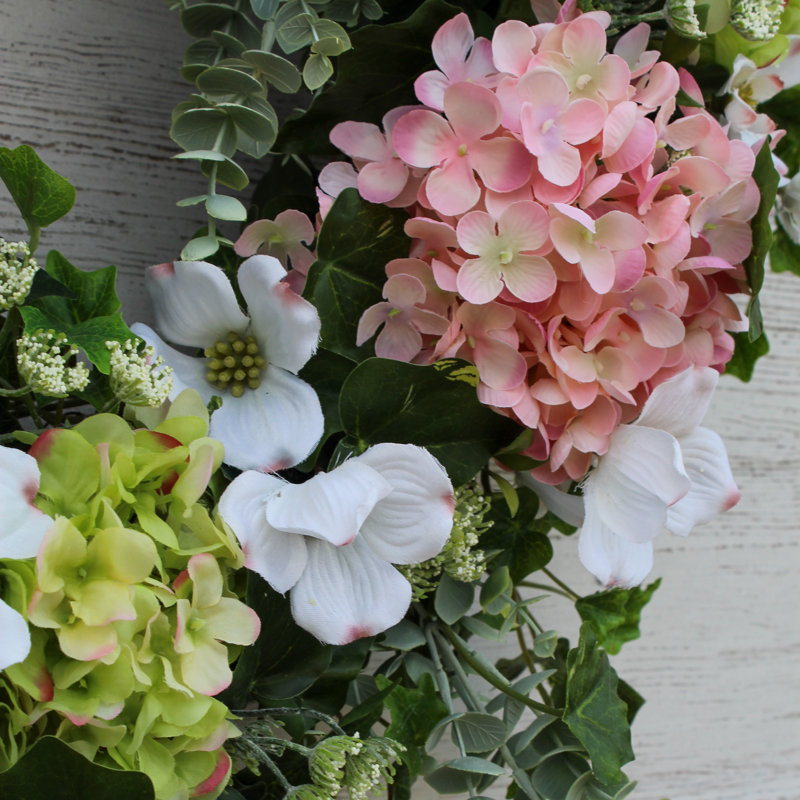 Couronne d'hortensia en bois d'hortensia, H 26 po x l 26 po x P 5 po
