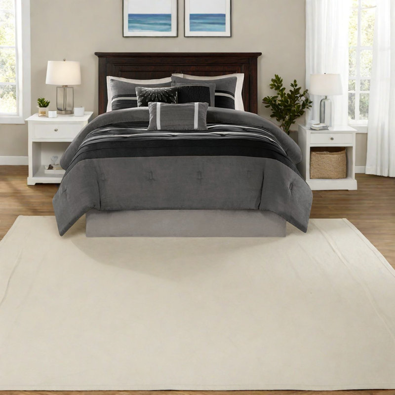 Ensemble de literie de luxe 7 pièces pour très grand lit, style moderne