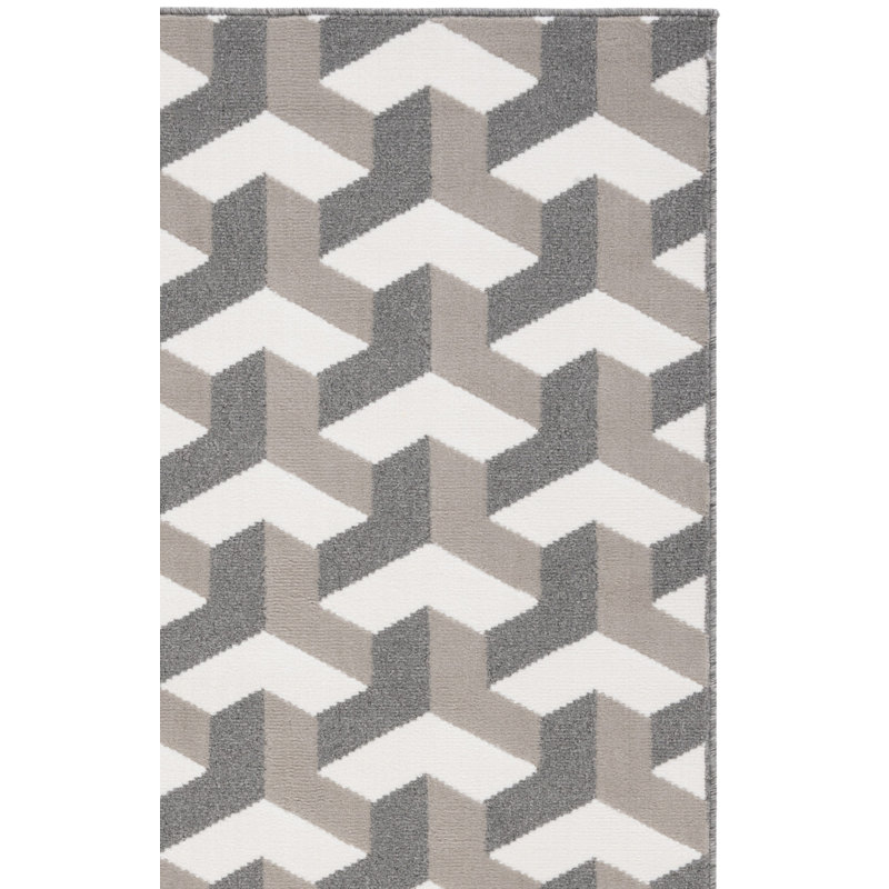 Tapis géométrique en polypropylène tissé à la machine Hikeem, Rectangle 9 pi x 12 pi