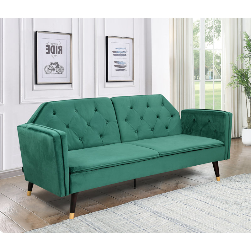 3 Seater Velvet Sofa, Green