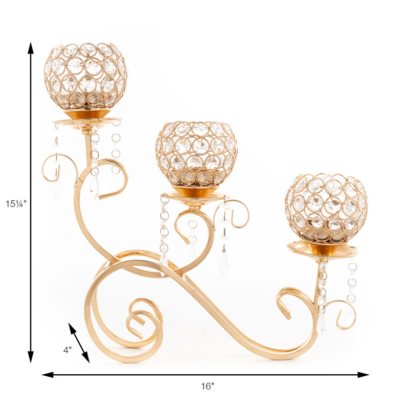 15.25'' H Metal Tabletop Candelabra, Gold