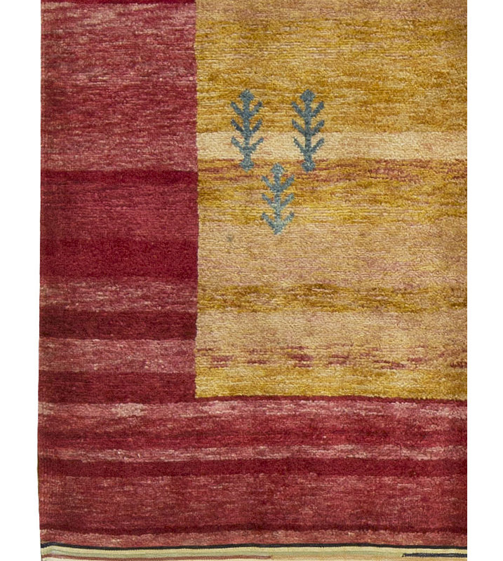 Moroccan Hand-Knotted Wool Red/Yellow Area Rug