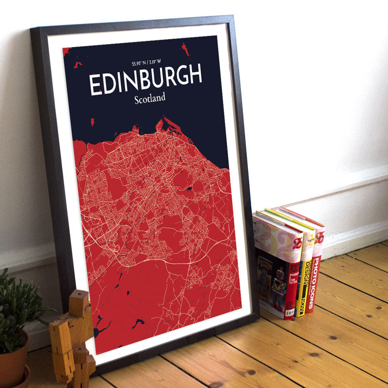 Edinburgh City Map - No Frame Print, 43.2cm H x 27.9cm W x 0.13cm D