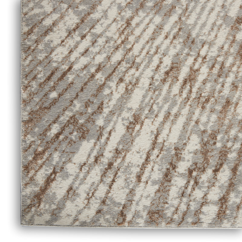 Gray and Gold Abstract 8' x 10' Synthetic Area Rug