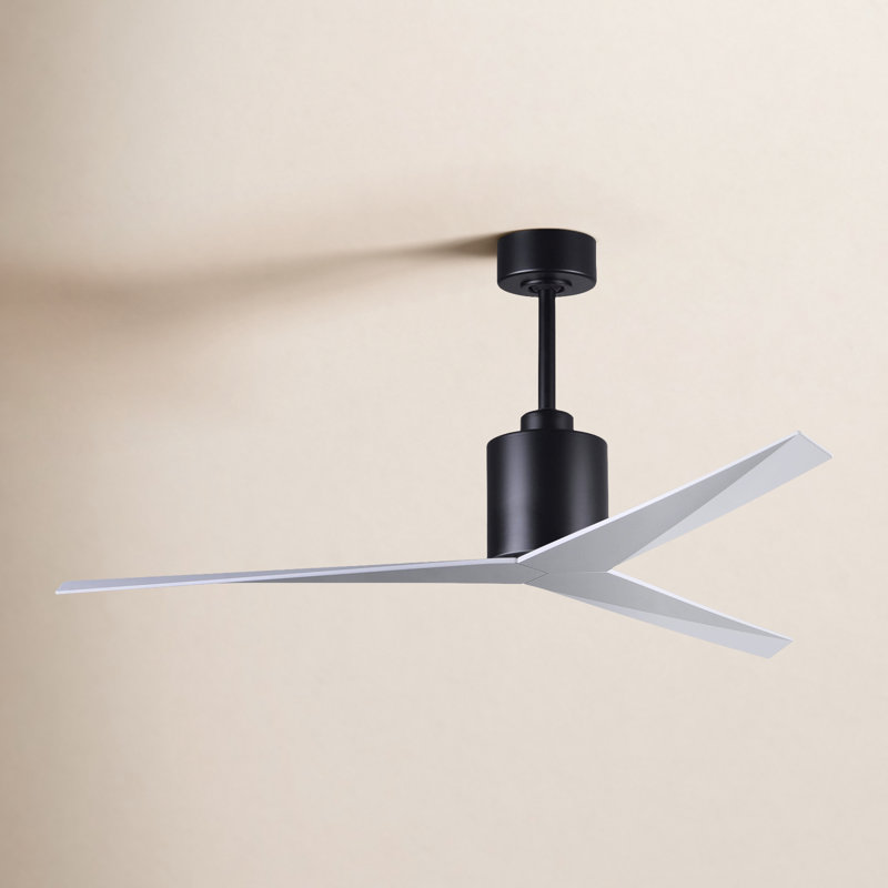 Eliza Outdoor Downrod Ceiling Fan, Matte Black, Gloss White